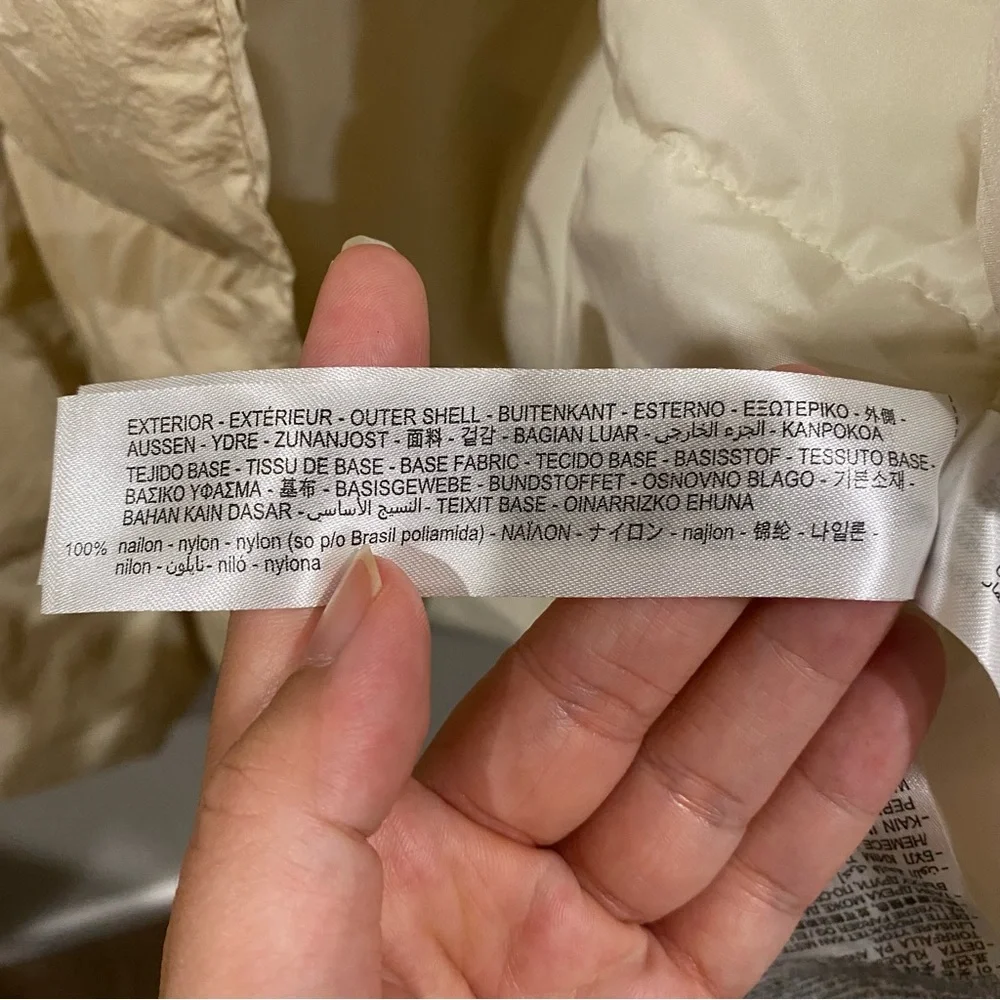 Zara Nylon Puffer Jacket Coat Cream Ivory Large - Picture 6 of 12